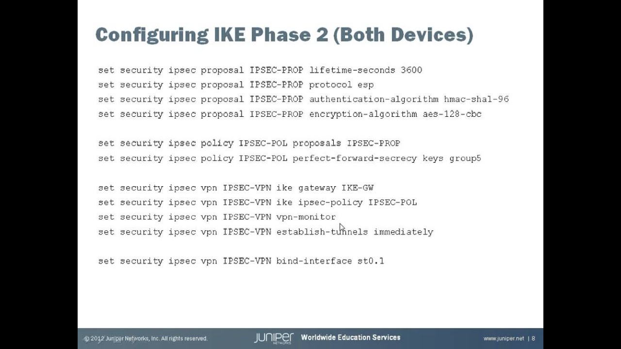 Configuring Route-Based Site-to-Site IPSec VPN on the SRX