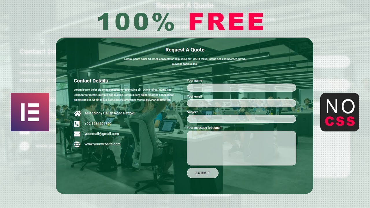 Contact form 7 Elementor | 100% Free With Elementor |